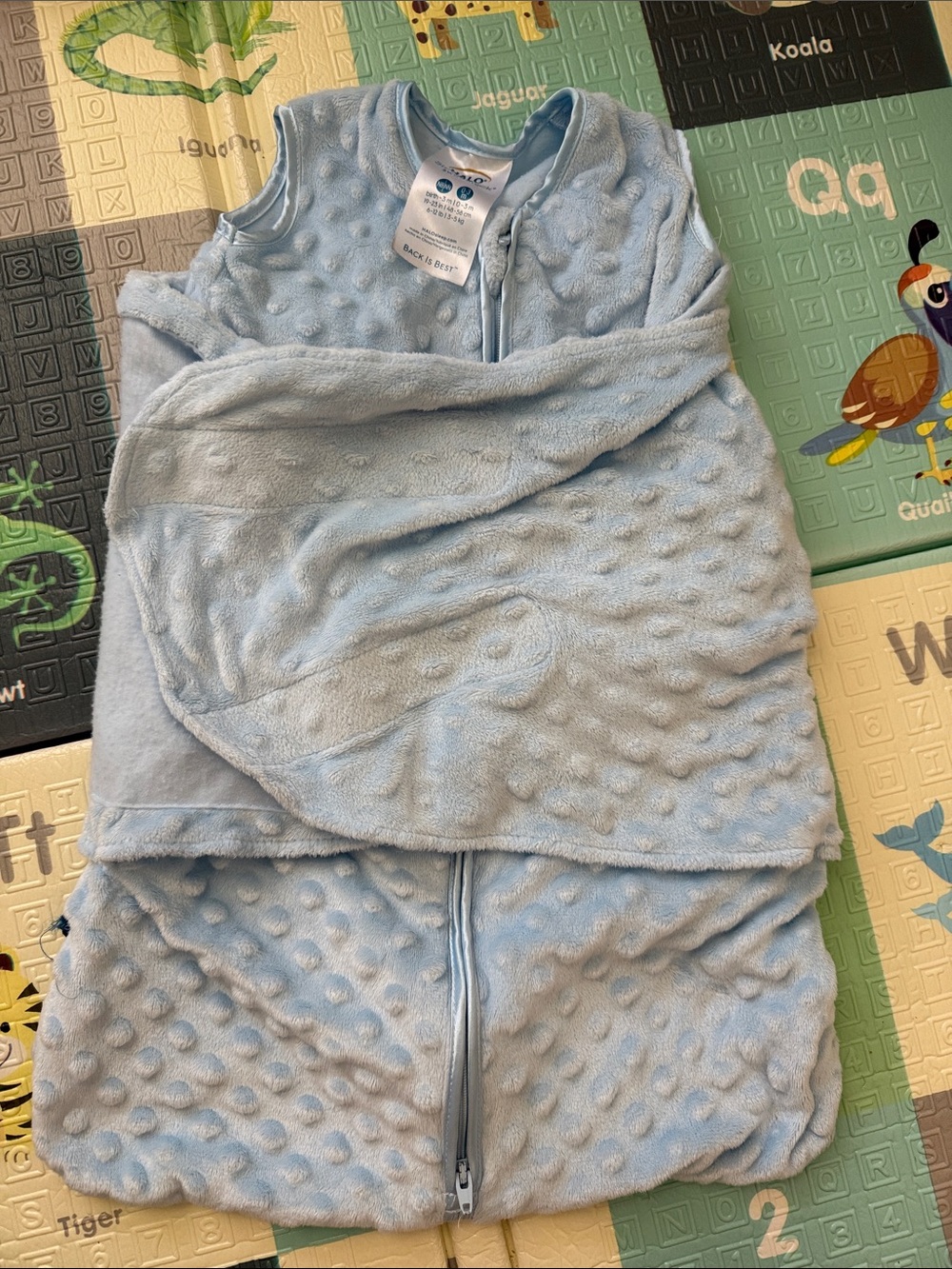 Halo Light Blue Plush Baby Sleep Sack with Front Zip